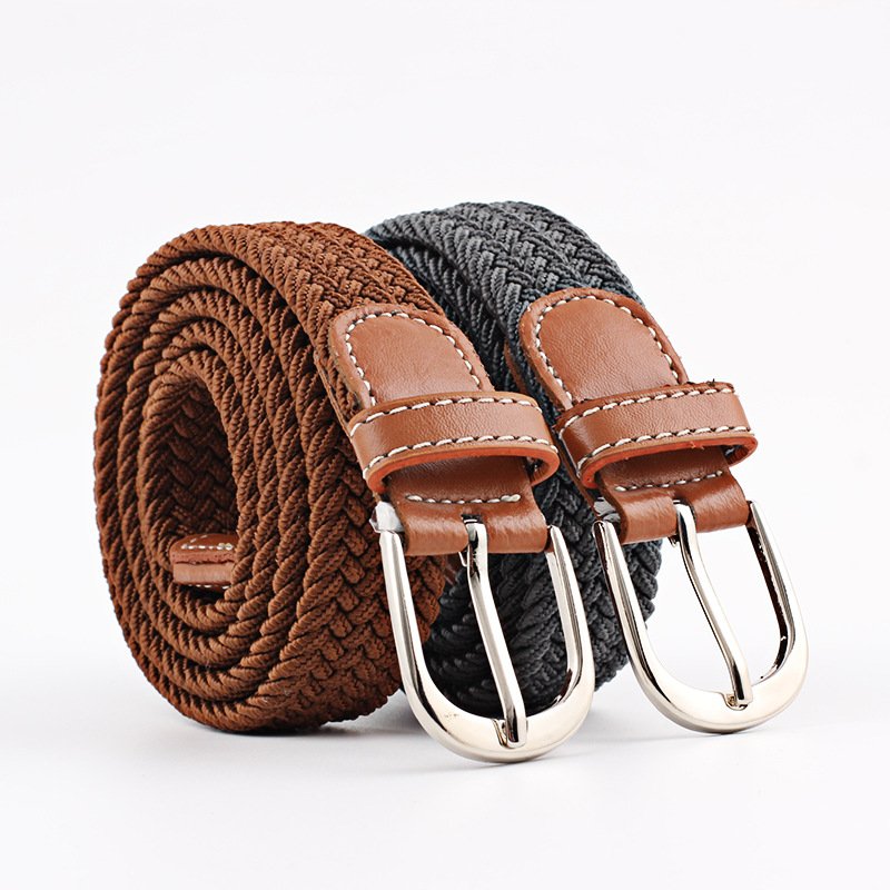 Extended version New elastic woven thin belt ladies' pin buckle canvas belt All-matching jeans student female