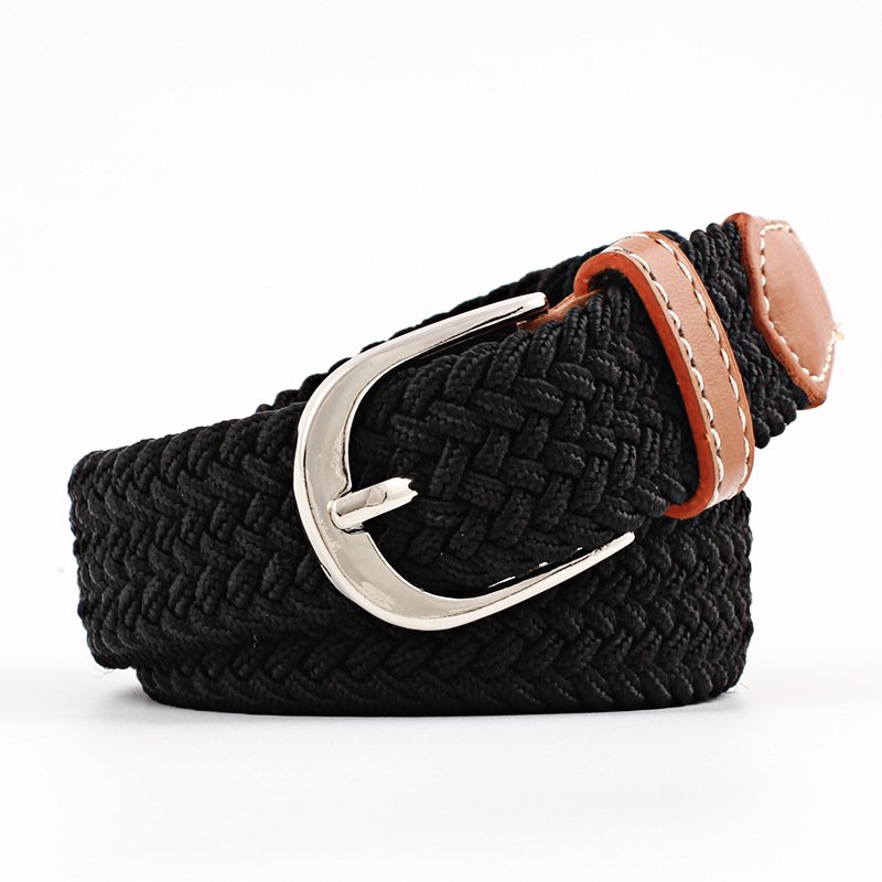 Extended version New elastic woven thin belt ladies' pin buckle canvas belt All-matching jeans student female