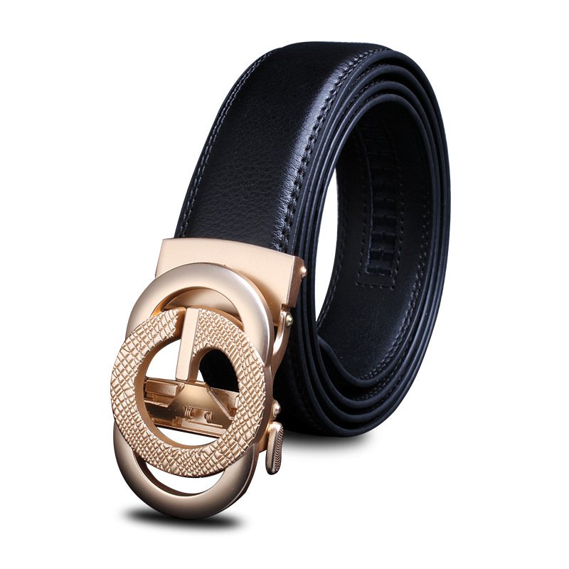 Men's business belt genuine leather belt automatic buckle belt, cowhide belt, simple fashion waistband