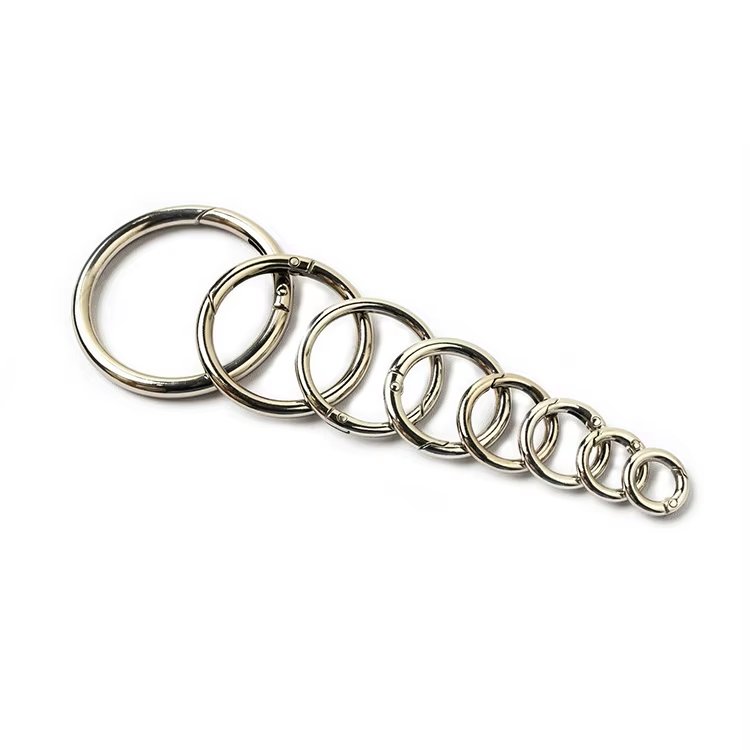 Junyan Hardware High Quality Bag Accessories Metal O ring Spring Gate Snap Hook Adjustable Metal O Ring Buckle for Bags