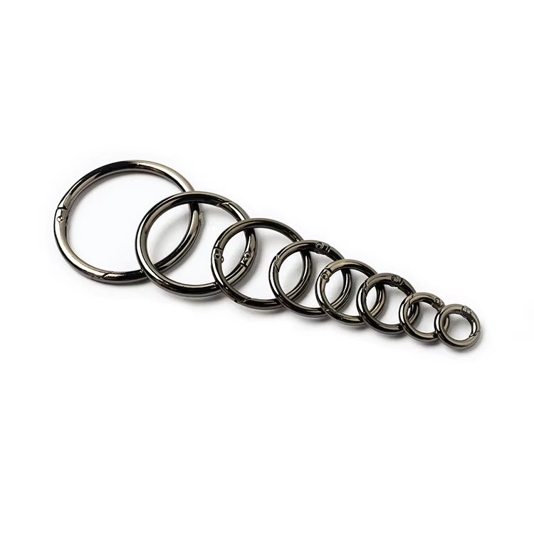 Junyan Hardware High Quality Bag Accessories Metal O ring Spring Gate Snap Hook Adjustable Metal O Ring Buckle for Bags