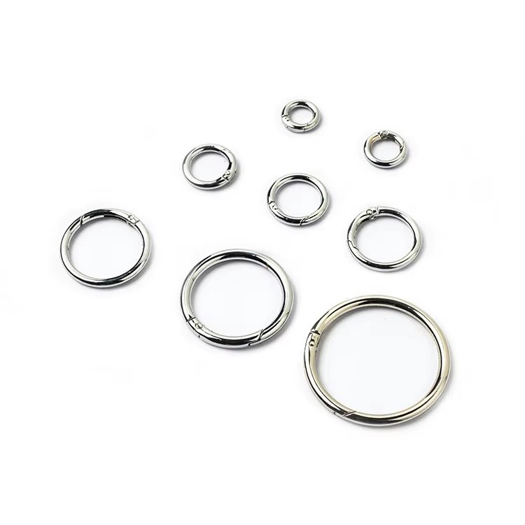 Junyan Hardware High Quality Bag Accessories Metal O ring Spring Gate Snap Hook Adjustable Metal O Ring Buckle for Bags