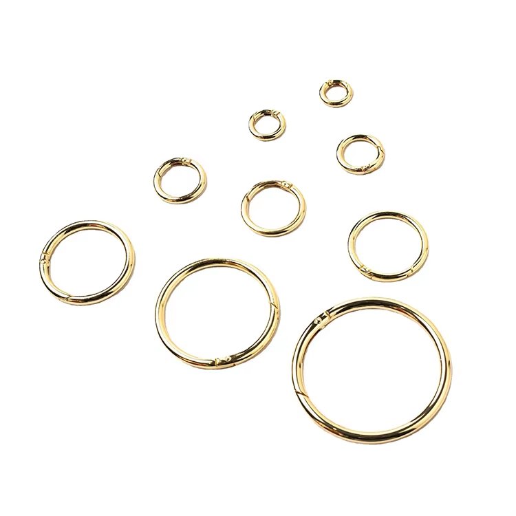 Junyan Hardware High Quality Bag Accessories Metal O ring Spring Gate Snap Hook Adjustable Metal O Ring Buckle for Bags
