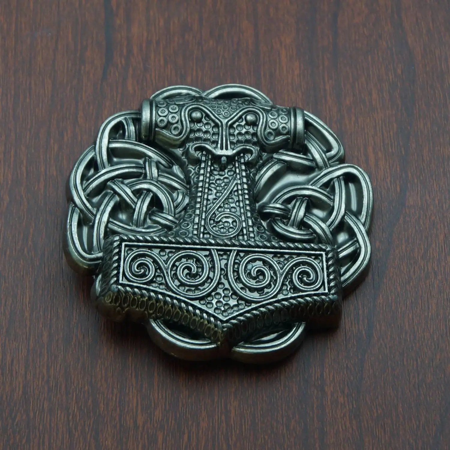 Viking Thor Hammer Celtique Pattern Belt Buckle Vintage Denim Belt Buckle