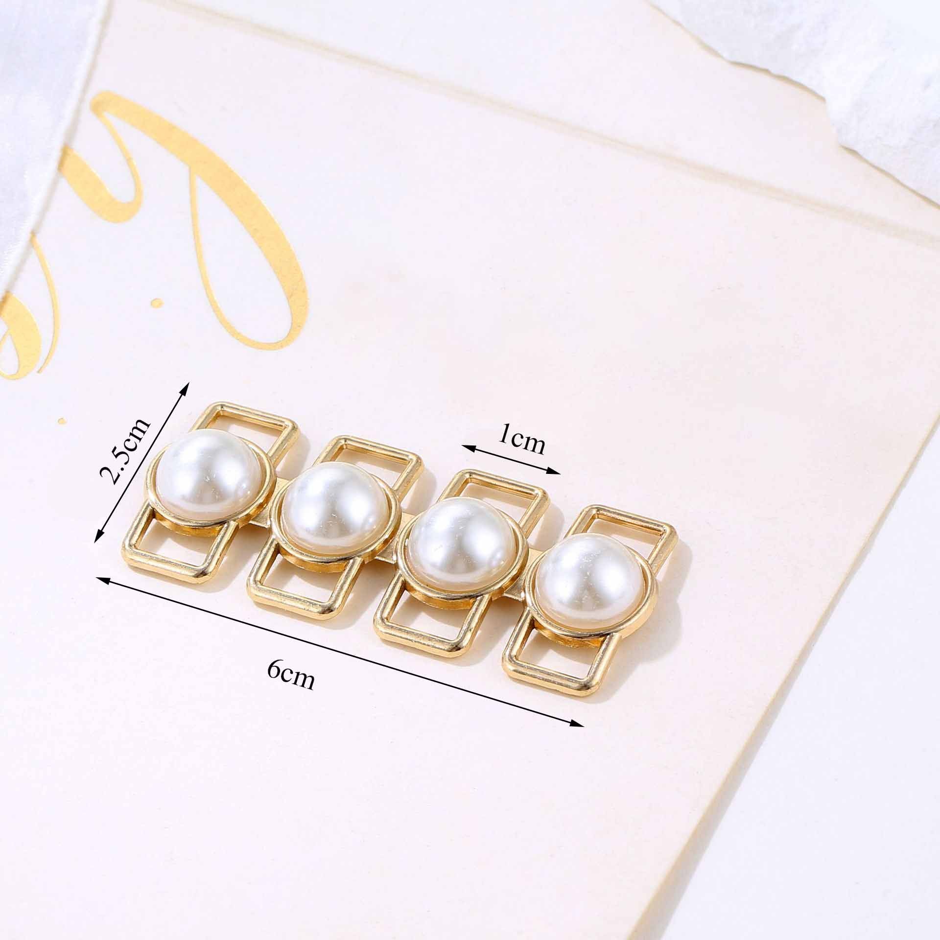 JFS013 High-class Price Vintage Pearl Metal Bra Buckles Underwear Accessories For Couture And Swimwear