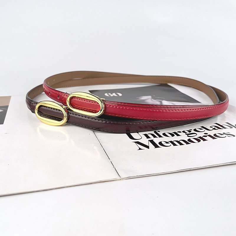 Newest Styles Gold Buckle Genuine Leather Thin Colorful Belt Female Cowhide Waist Belts Decoration Jeans Wholesales