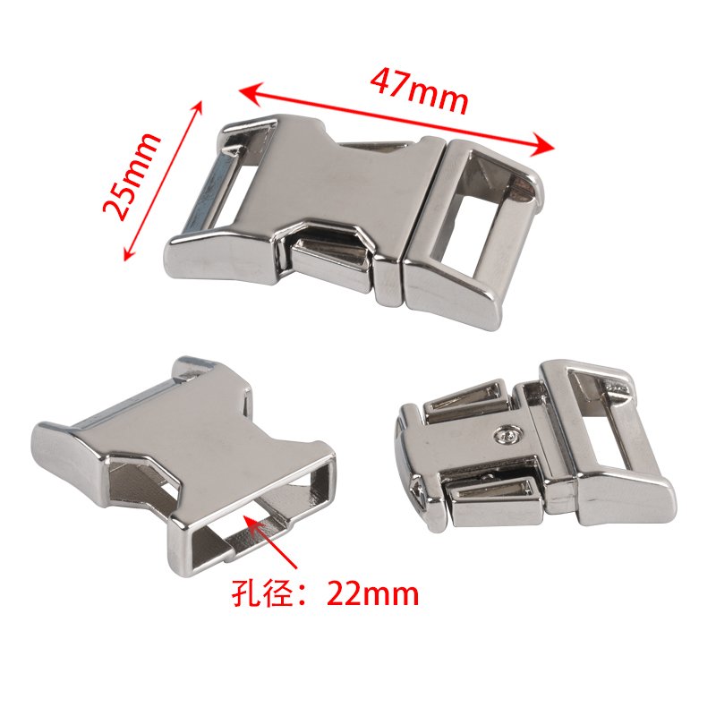 High Quality Silver Color Various Size Metal Side Release Buckle Adjuster Belt Buckle