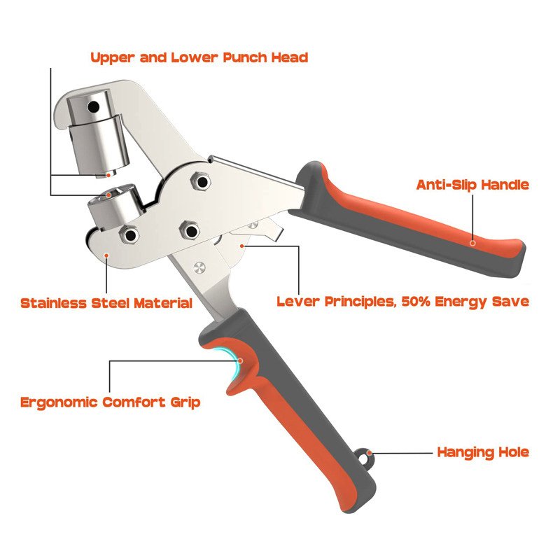 Portable Effortless Handheld Installation Eyelets Button Pliers Leather Rivet Buckle Inner Size 6/8/10 mm Metal Hole Hand Tools