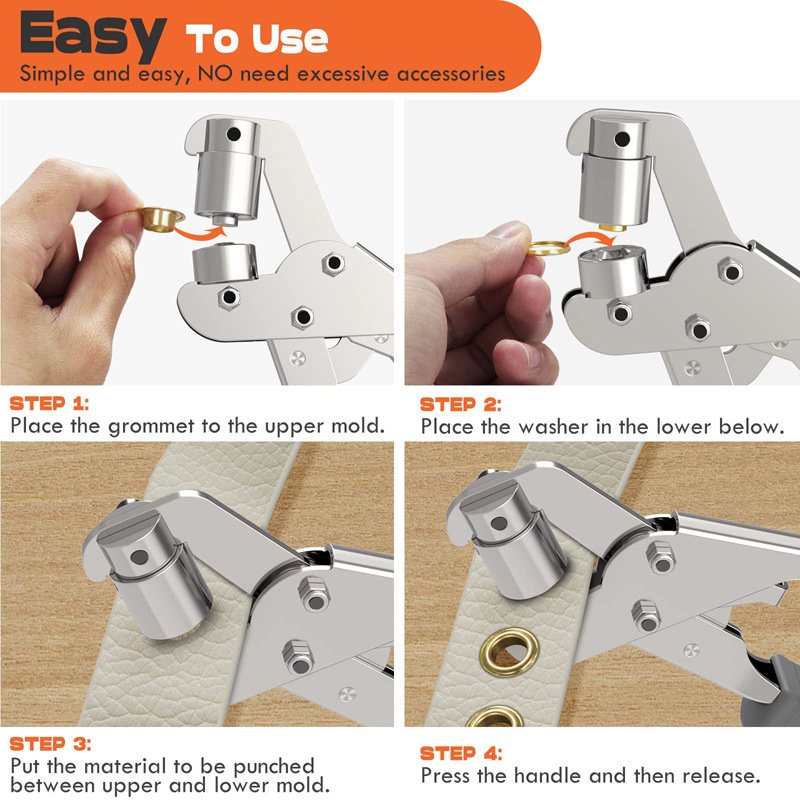 Portable Effortless Handheld Installation Eyelets Button Pliers Leather Rivet Buckle Inner Size 6/8/10 mm Metal Hole Hand Tools