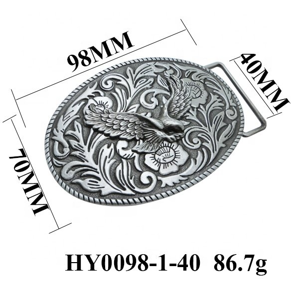 Customized zinc alloy casting 3D design relief eagle flower western style logo belt buckle for fashion show decorative dress