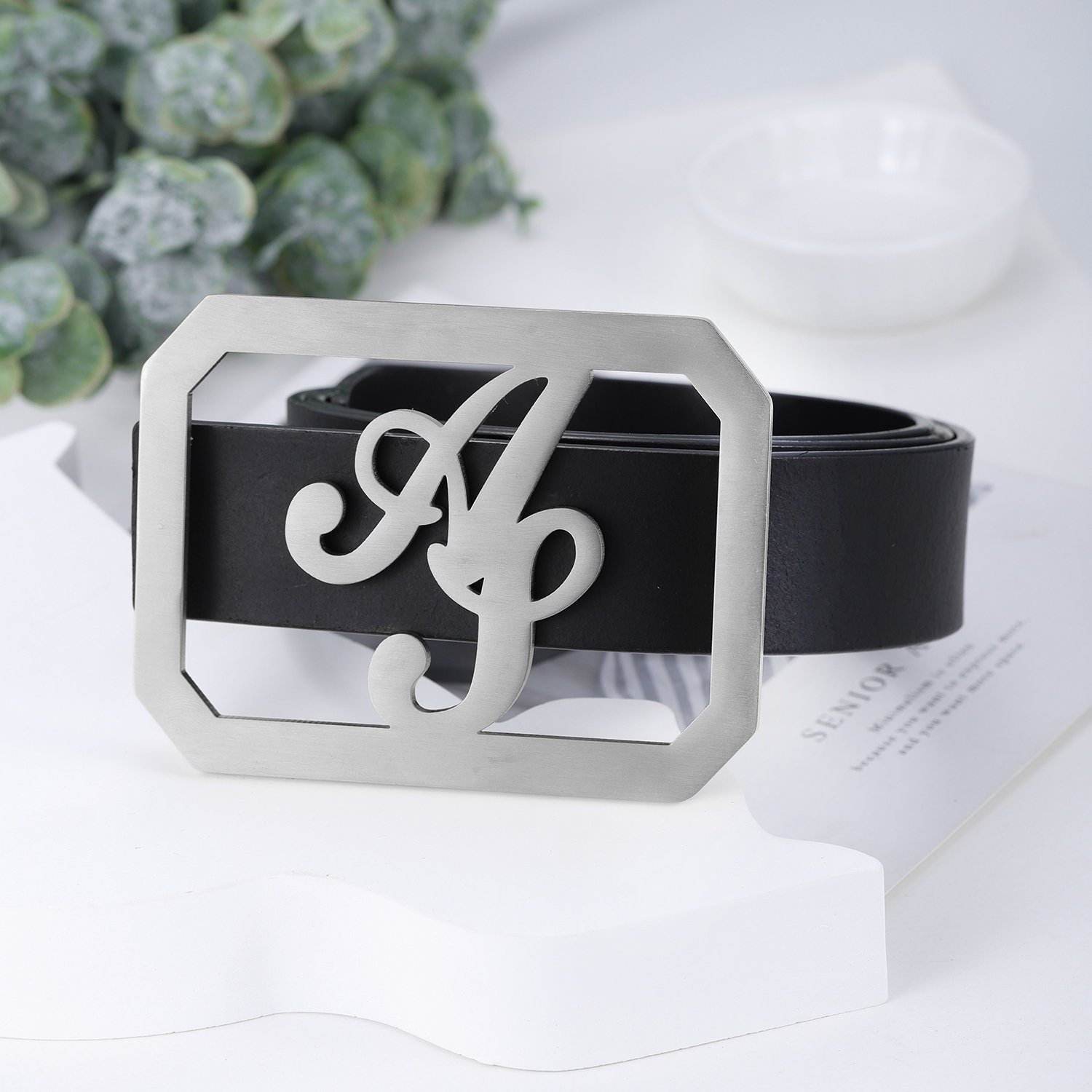 Fashion Custom Initial Metal Belt Buckle Western Cowboy Style Ancient Initial Letter Shape Belt Buckle