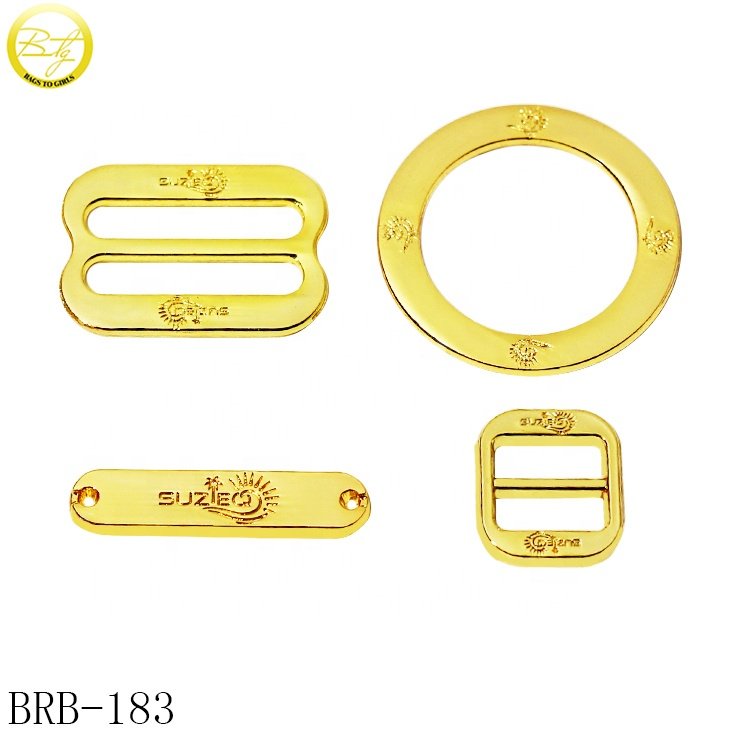 Wholesale different style bra hardware cheap gold color bikini slider buckle round rings connector for underwear