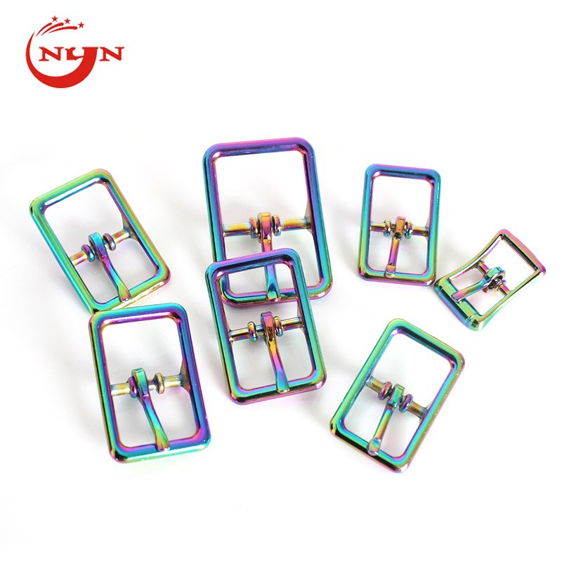 Manufacturers Supply Rainbow Pin Buckles Adujust Locking Tongue Roller Bulk Belt Strap Buckle For Dog Collar Leather Bag DIY