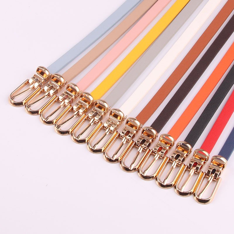 Korean style multi-color ladies thin belt ladies pin buckle PU leather belt