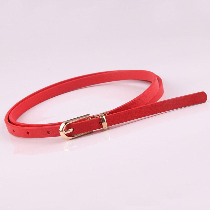 Korean style multi-color ladies thin belt ladies pin buckle PU leather belt