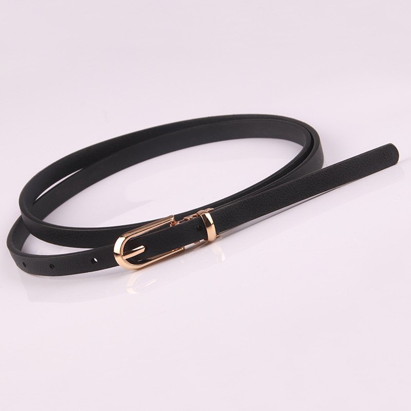 1 cm wide New multi-color decorative dress with sweater thin waist small belt PU leather Korean version belts buckles for women