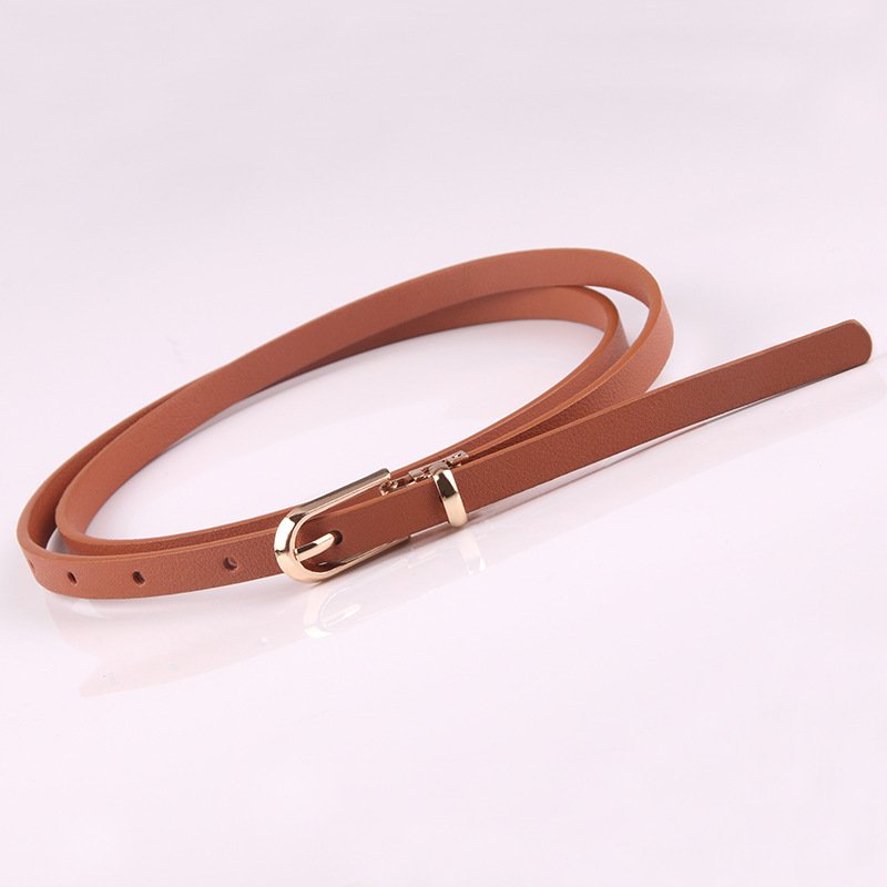 1 cm wide New multi-color decorative dress with sweater thin waist small belt PU leather Korean version belts buckles for women