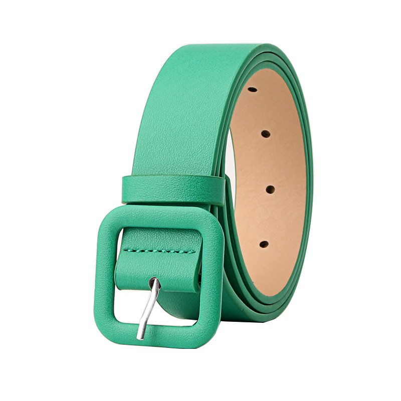 Hot sell 2023 New Square buckle candy color pu belt fashion women's casual wide belt for pants