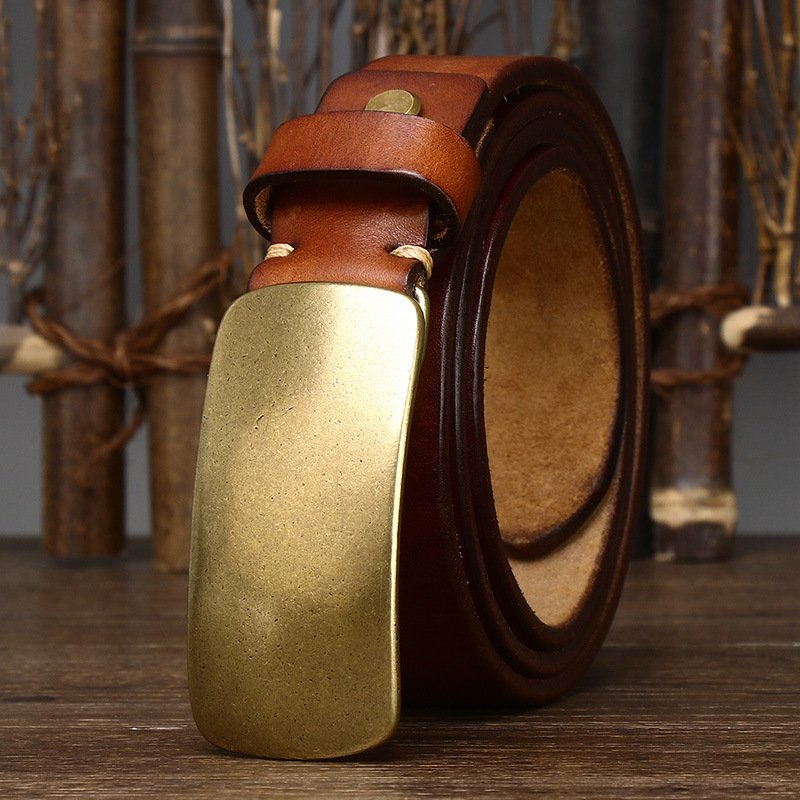 3.3CM wide wash vintage do old head layer cowhide leather belt wholesale alloy buckle automatic men's belt