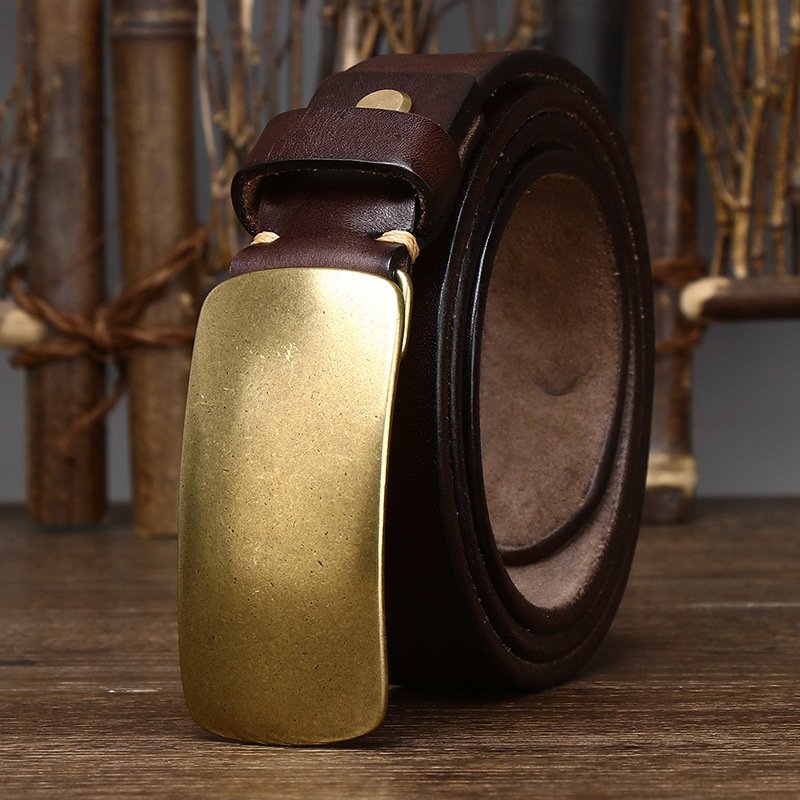 3.3CM wide wash vintage do old head layer cowhide leather belt wholesale alloy buckle automatic men's belt