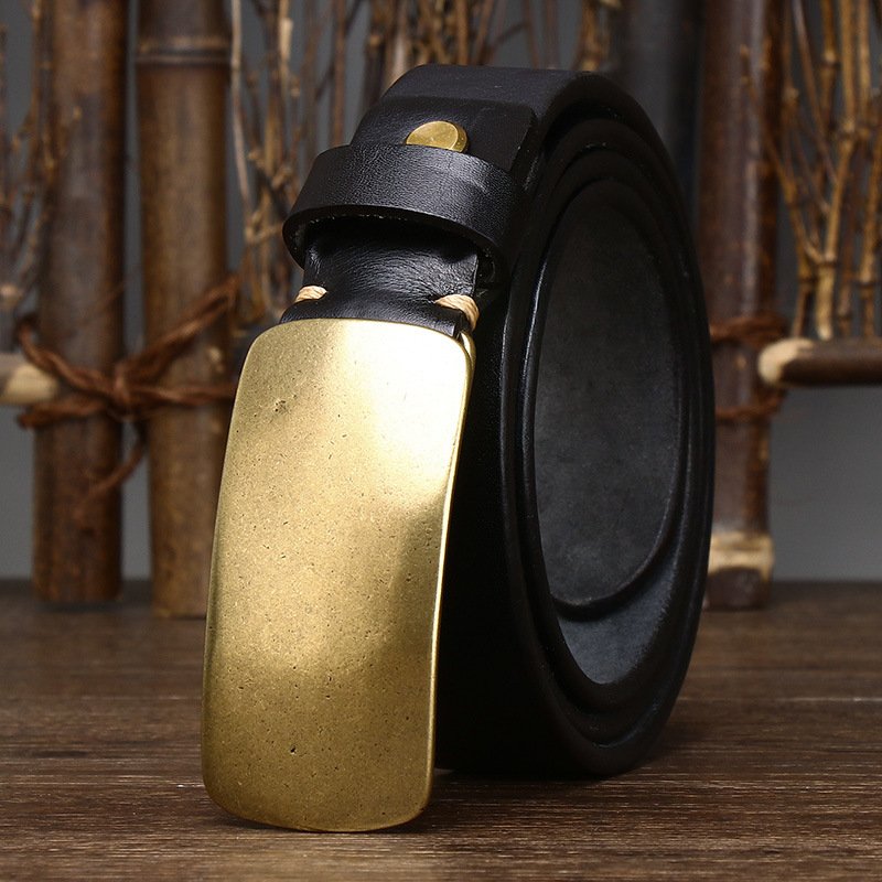 3.3CM wide wash vintage do old head layer cowhide leather belt wholesale alloy buckle automatic men's belt