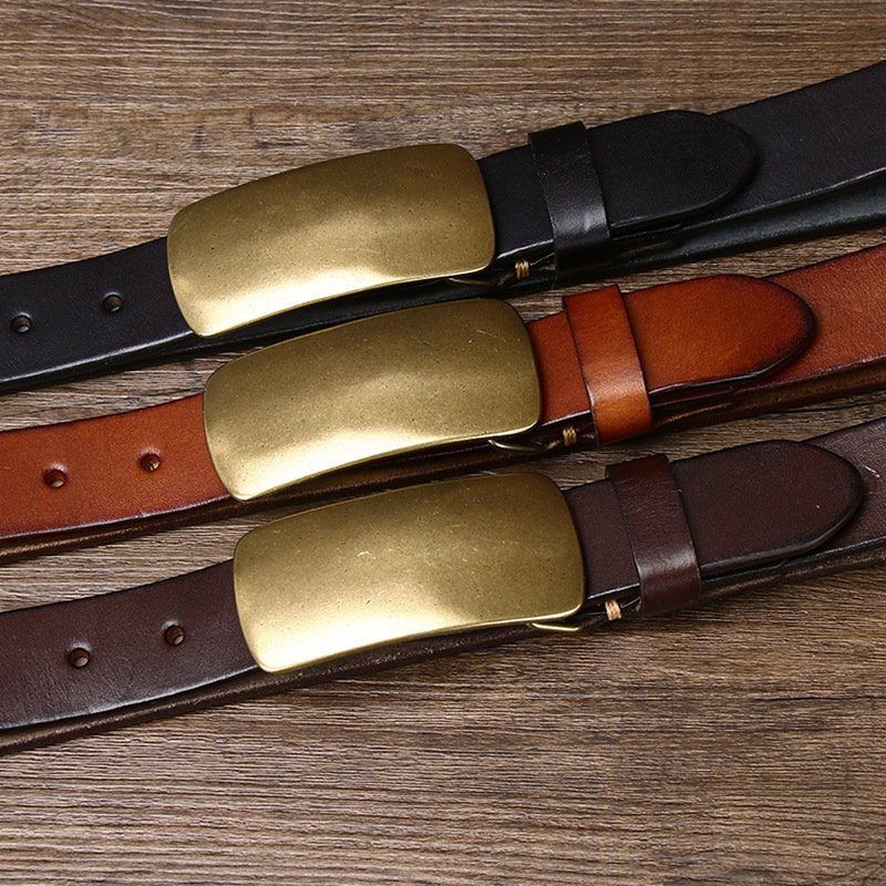 3.3CM wide wash vintage do old head layer cowhide leather belt wholesale alloy buckle automatic men's belt