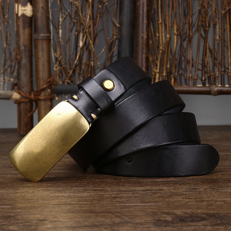 3.3CM wide wash vintage do old head layer cowhide leather belt wholesale alloy buckle automatic men's belt