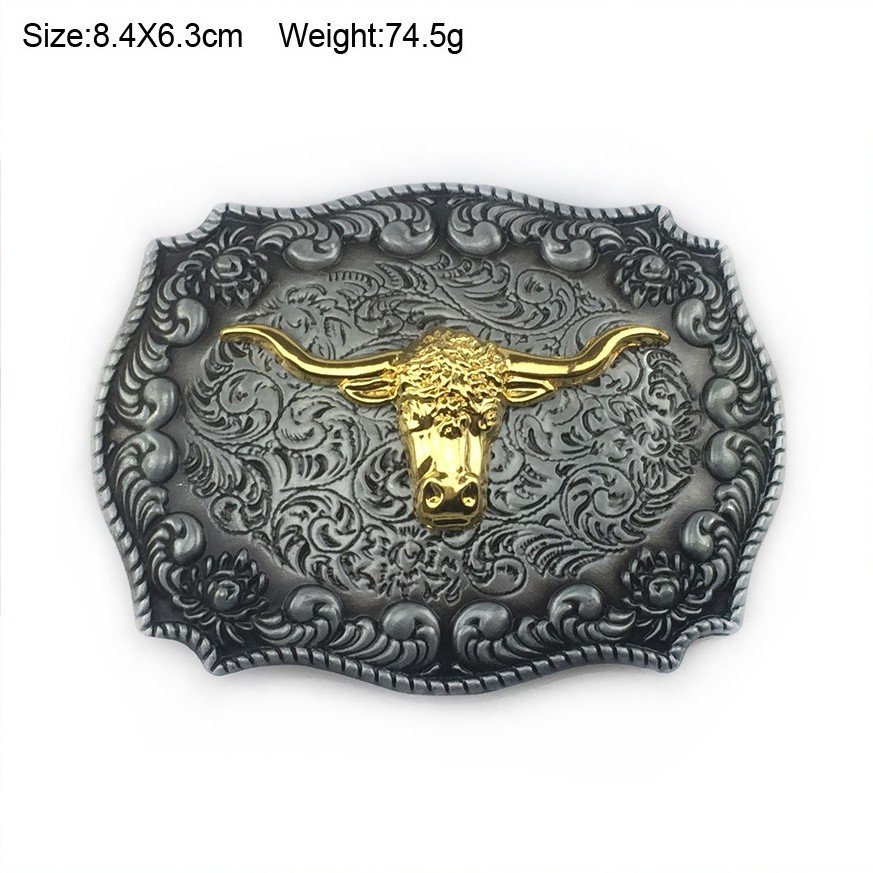 Vintage Style Alloy Belt Buckle American Cowboy Fashion Western 3D Engraved Cow Bull Head Belt Buckles
