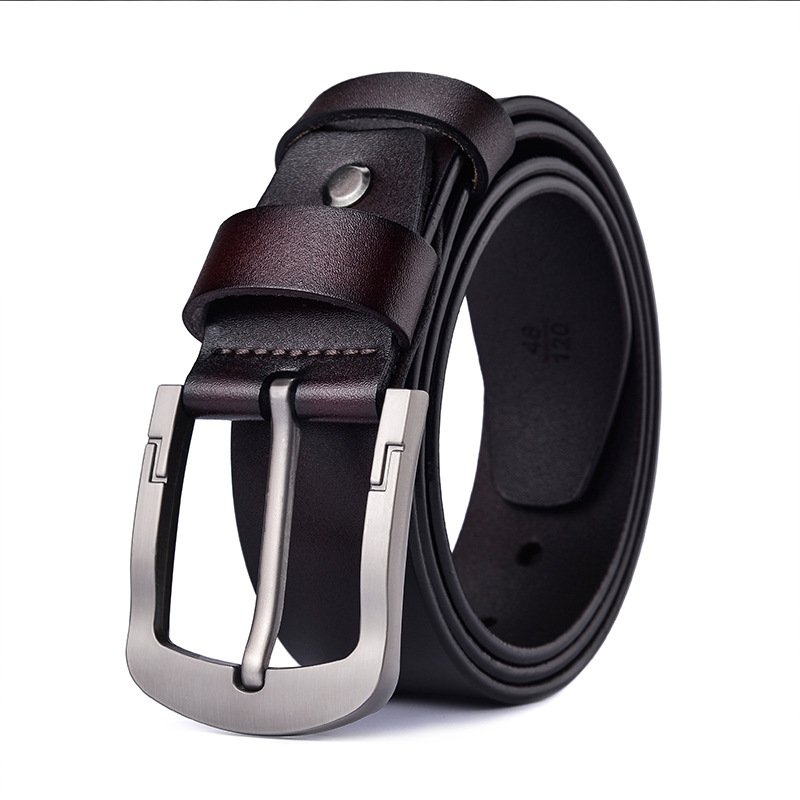 Men's genuine leather belt pin buckle belt, cowhide belt, simple fashion waistband