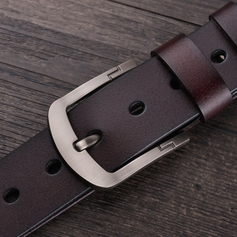 Men's genuine leather belt pin buckle belt, cowhide belt, simple fashion waistband