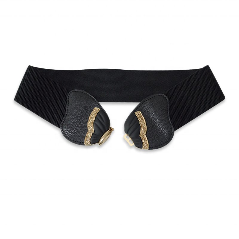 Ladies Fashion Wide Elastic Belt Four Seasons Matching Butterfly Decoration Pair Buckle Belt