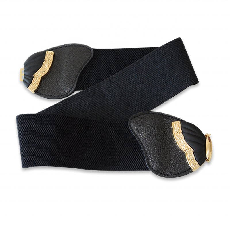 Ladies Fashion Wide Elastic Belt Four Seasons Matching Butterfly Decoration Pair Buckle Belt