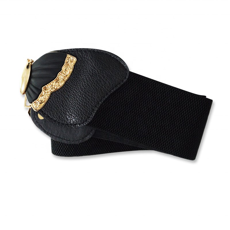 Ladies Fashion Wide Elastic Belt Four Seasons Matching Butterfly Decoration Pair Buckle Belt