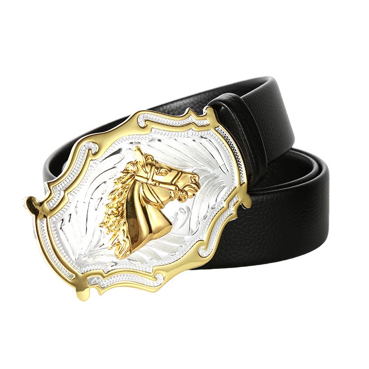 Manufacture Make Your Own Logo High Quality Gold Plated Metal Cowboy Belt Buckle for Men