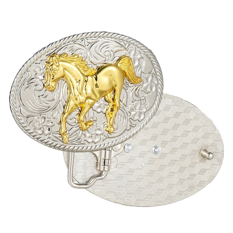 Manufacture Make Your Own Logo High Quality Gold Plated Metal Cowboy Belt Buckle for Men