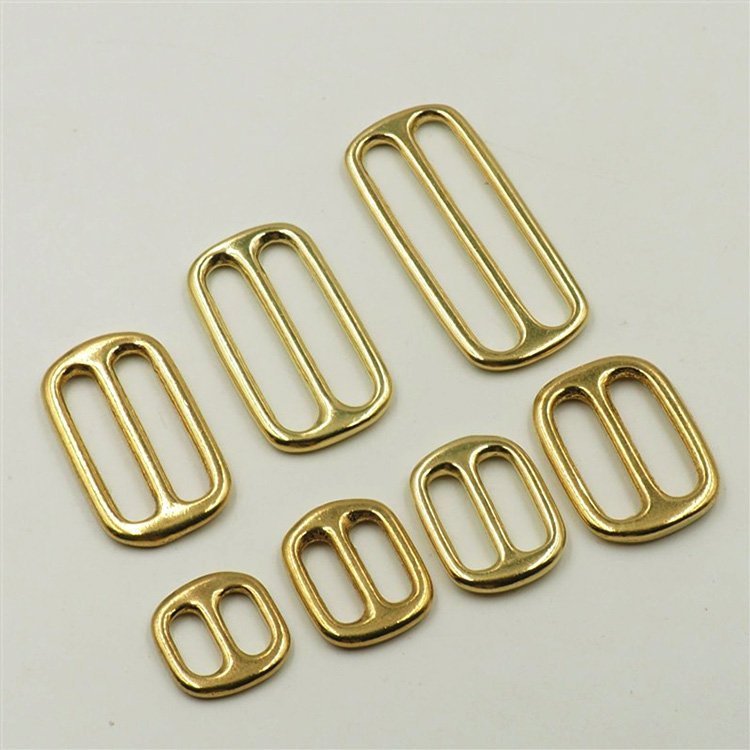 Top sale high quality various bag hardware metal square ring Tri glide buckles for bag adjustable solid brass slide buckles