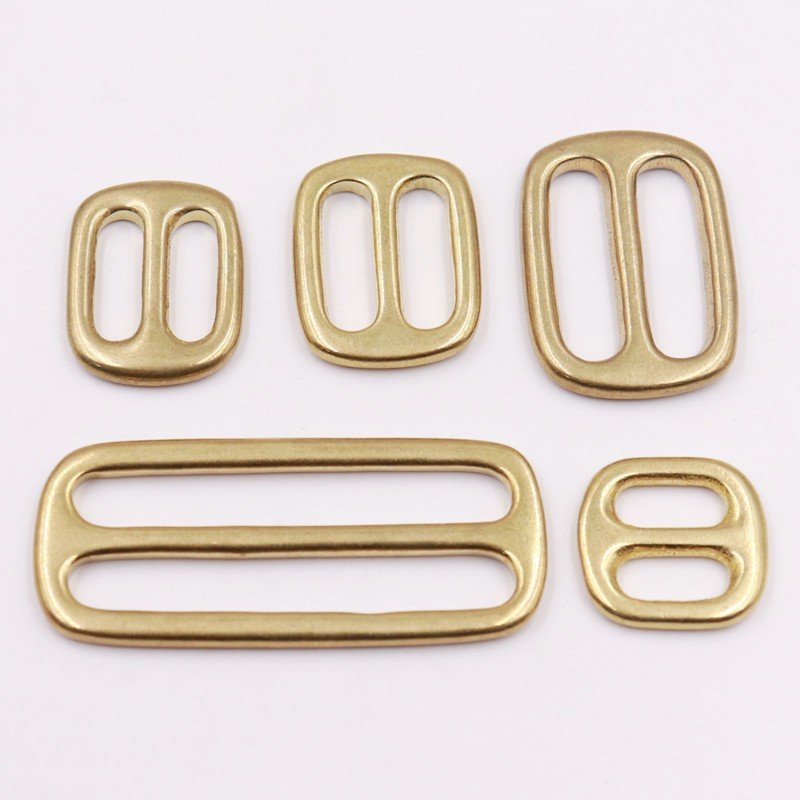 Top sale high quality various bag hardware metal square ring Tri glide buckles for bag adjustable solid brass slide buckles