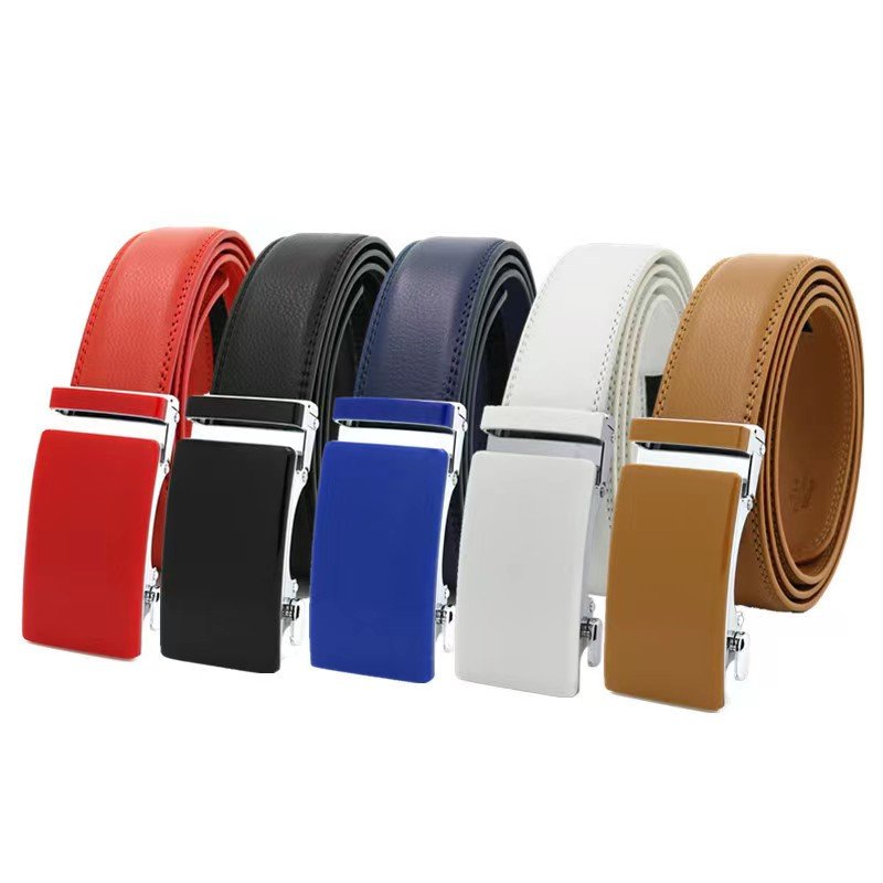 Genuine Leather Belt 3.5cm Matching Buckle Colors Automatic Buckle Rachet Business Belt for Men