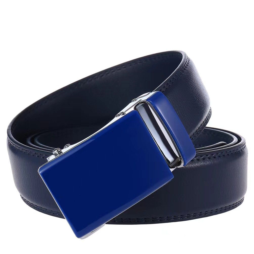 Genuine Leather Belt 3.5cm Matching Buckle Colors Automatic Buckle Rachet Business Belt for Men