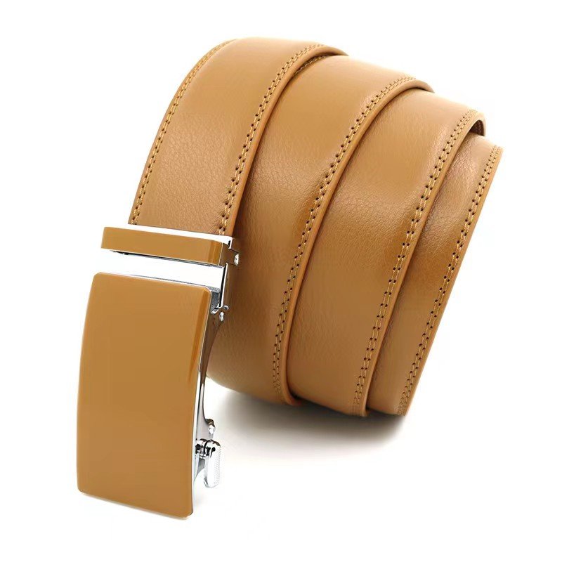 Genuine Leather Belt 3.5cm Matching Buckle Colors Automatic Buckle Rachet Business Belt for Men