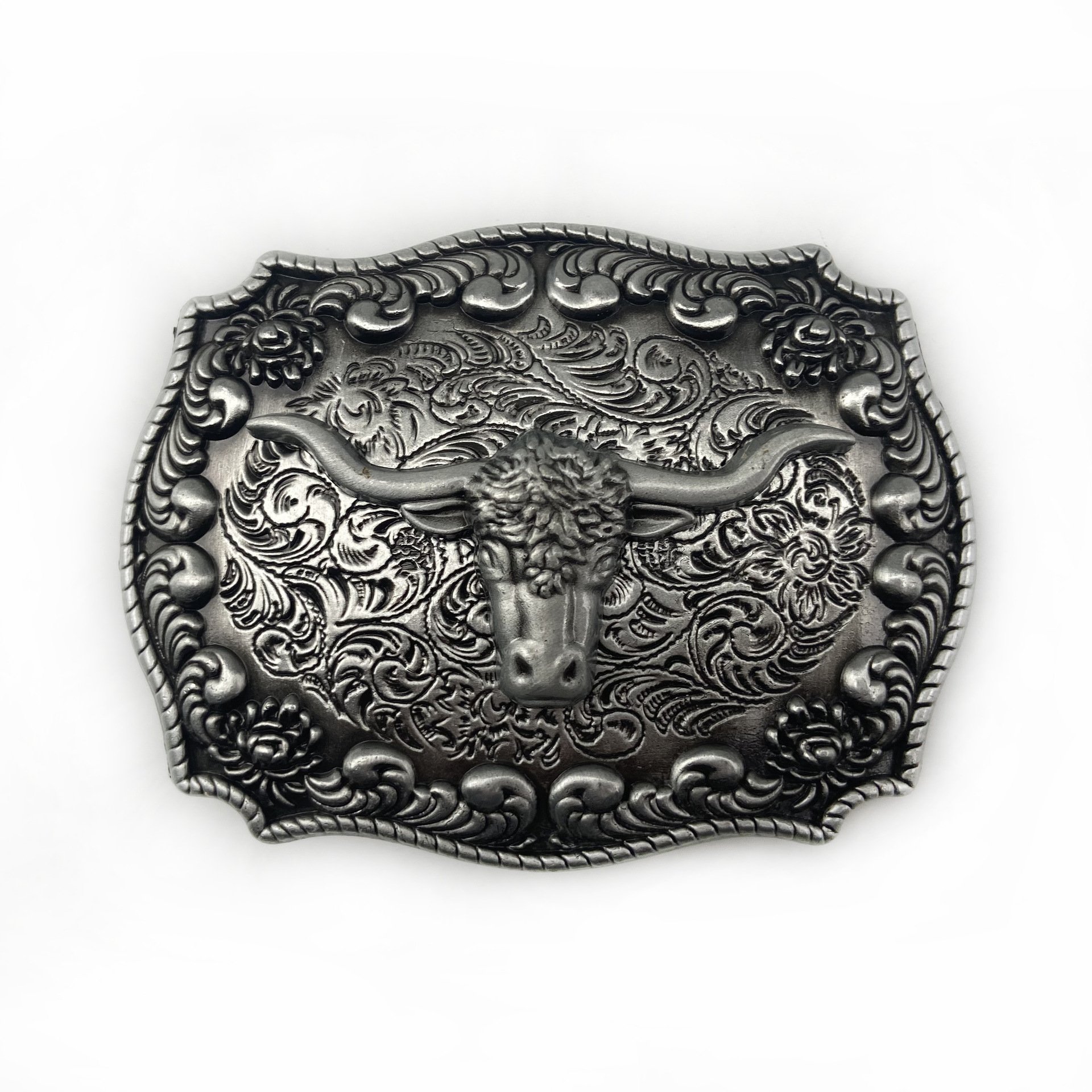 Customized Men's Luxury Logo Western Denim Belt 40mm Steel Buckle Long Angle Gold Cow Head Fashionable Zinc Material Wholesale
