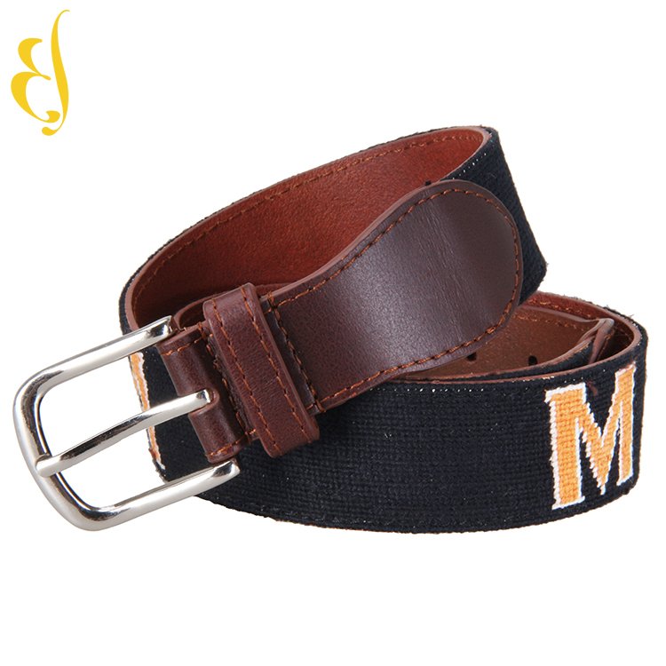 Fashion luxury designer men belt customized single needle buckle genuine belt with M word