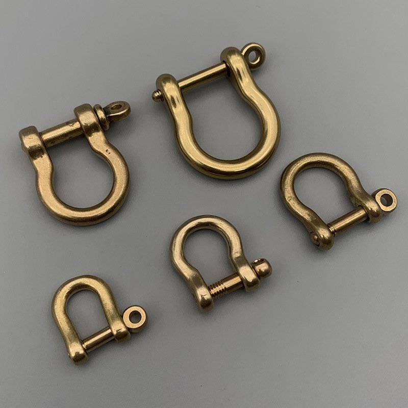 Various size wholesale Solid Brass Clasps Handmade DIY Leather Accessories Brass Horseshoe Buckle D Type Copper Shackle