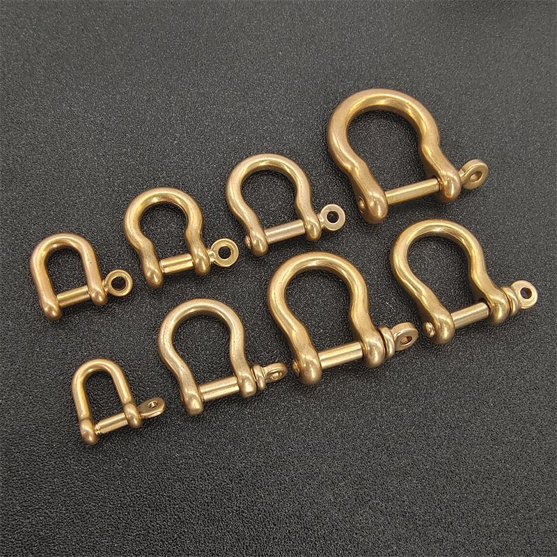 Various size wholesale Solid Brass Clasps Handmade DIY Leather Accessories Brass Horseshoe Buckle D Type Copper Shackle