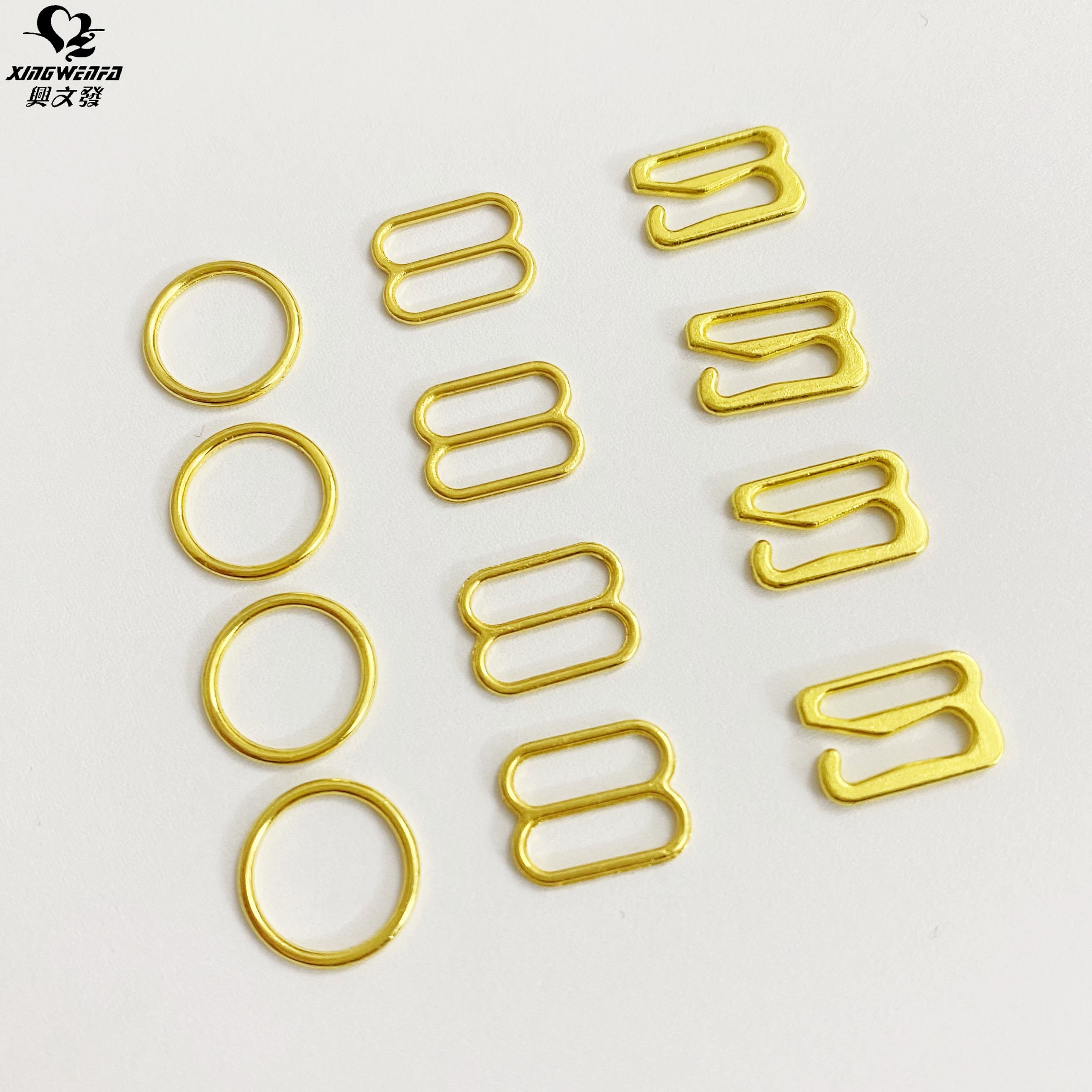 Eco friendly nickle free 10mm metal buckle Gold zinc alloy bra ring and slider hook bra metal strap adjuster