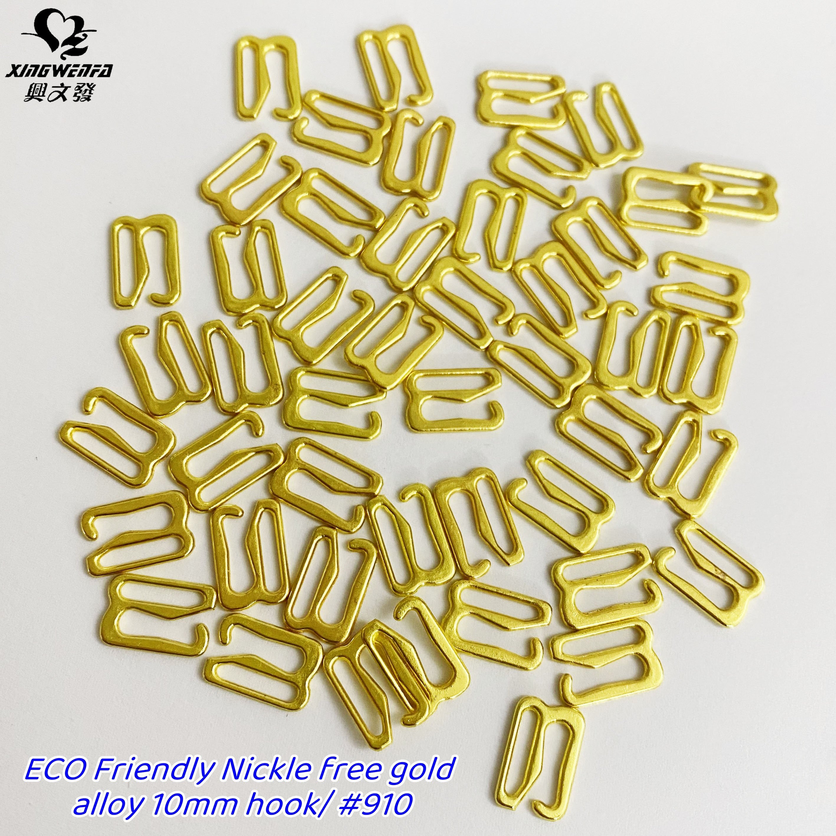 Eco friendly nickle free 10mm metal buckle Gold zinc alloy bra ring and slider hook bra metal strap adjuster