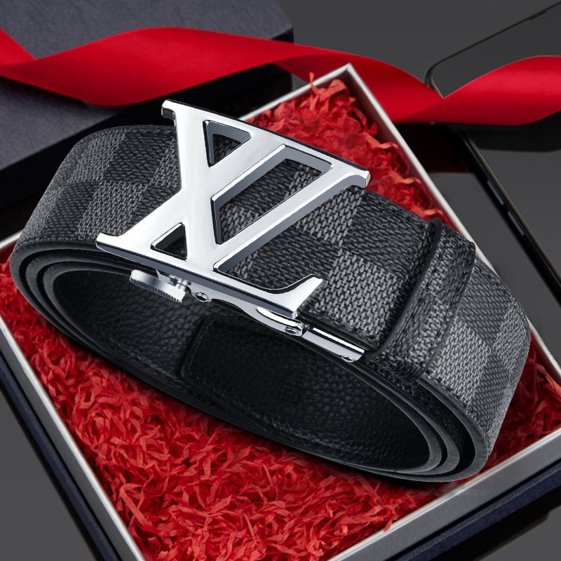 New men's classic letter buckle belt automatic buckle cow belt fashion trend men's beautiful business