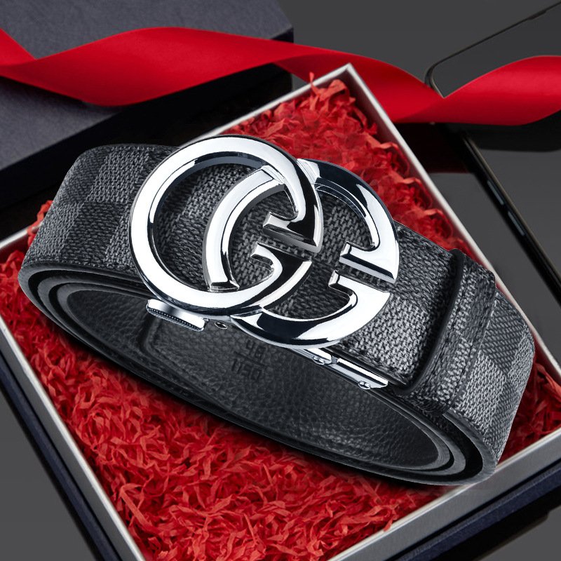 New men's classic letter buckle belt automatic buckle cow belt fashion trend men's beautiful business