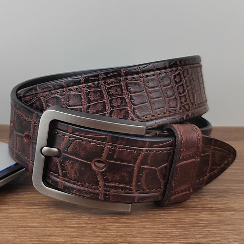 Hot sale manufacturers direct leather cowhide Men's Genuine Leather Fashion Versatile Head Layer Cowhide Crocodile Casual Belt