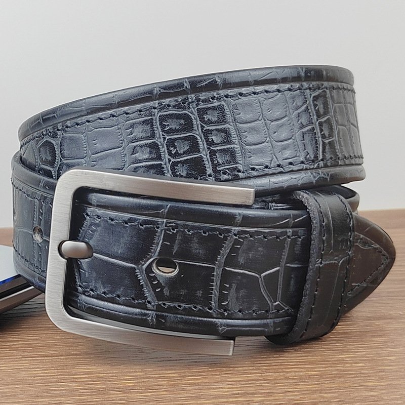 Hot sale manufacturers direct leather cowhide Men's Genuine Leather Fashion Versatile Head Layer Cowhide Crocodile Casual Belt